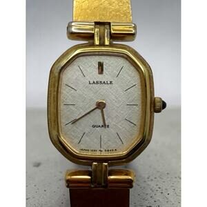 Lassale Gold Plated Rectangle Analog Dress Wristwatch 7.5in 1970-80